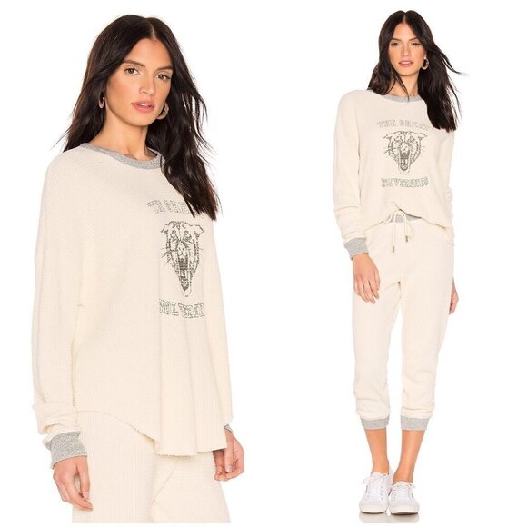 💕THE GREAT💕 The Great Circle Thermal Top ~ Washed White Wolverine Graphic 0 - Picture 5 of 15